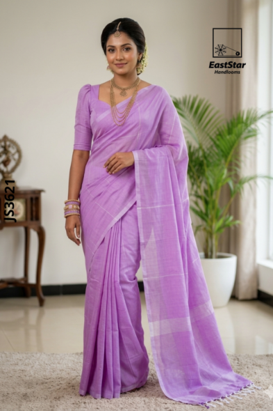 Lavender Handloom Silk Saree JS3621