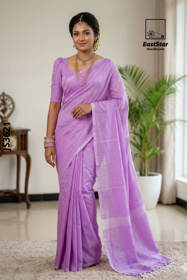 Lavender Handloom Silk Saree JS3621