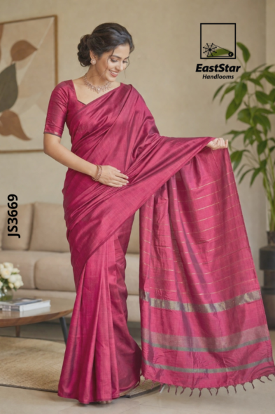 Magenta Pink Handloom Silk Saree JS3669