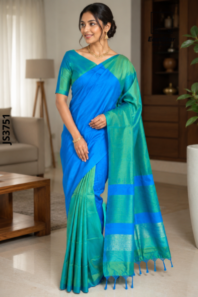 Two Tone  Handloom Silk Saree JS3751