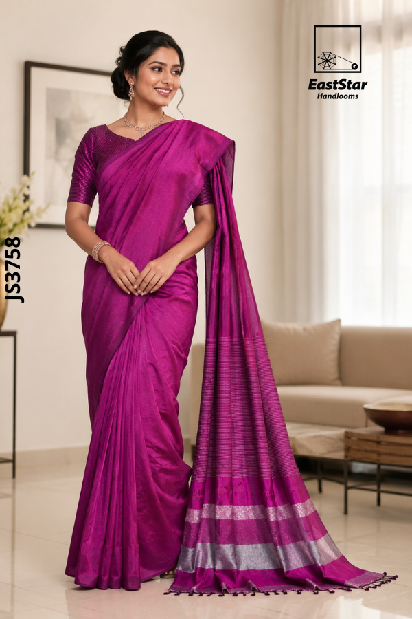Deep Magenta Handloom Silk Saree JS3758 Deep Magenta Handloom Silk Saree JS3758