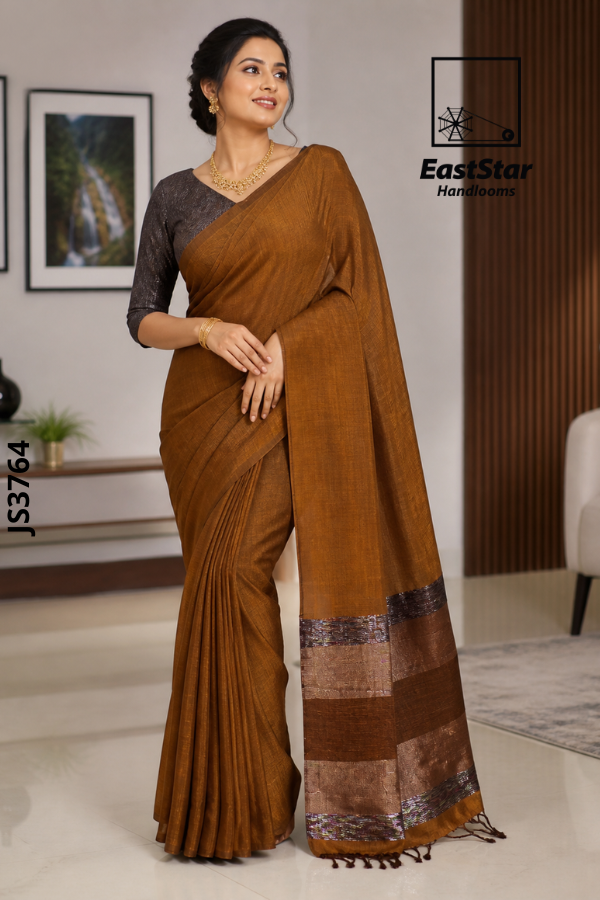 brown Tone  Handloom Silk Saree JS3764