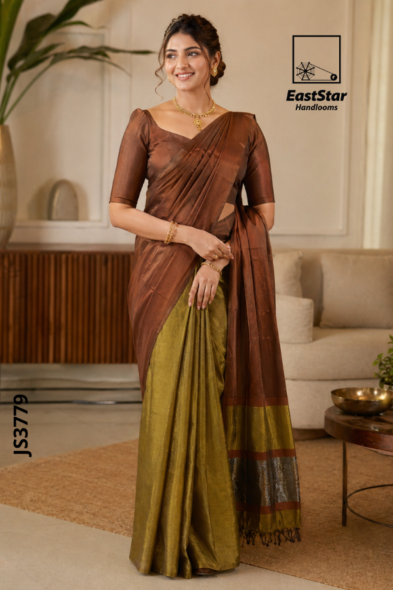 Two Tone  Handloom Silk Saree JS3779