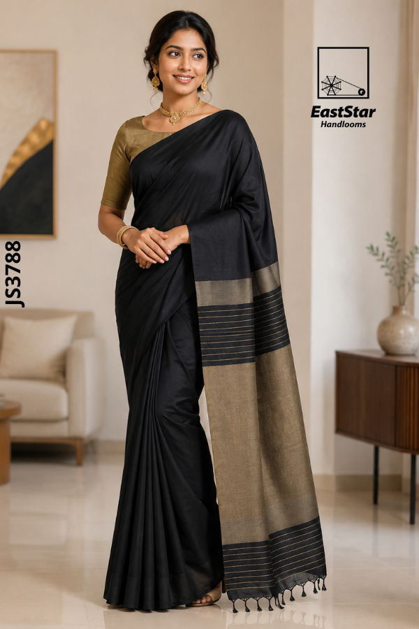 Black Handloom Silk Saree JS3788 Black Handloom Silk Saree JS3788
