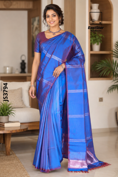 Blue Handloom Silk Saree JS3794