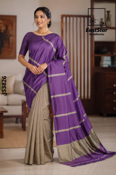 Purple Handloom Silk Saree JS3826