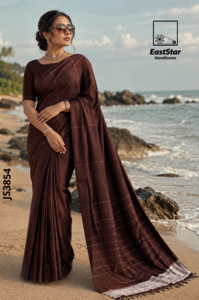 Chocolate Brown  Handloom Silk Saree JS3854