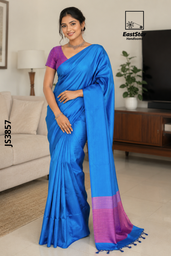 Royal Blue   Handloom Silk Saree JS3857