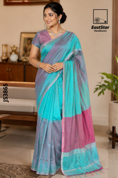 Two Tone Handloom Silk Saree JS3865
