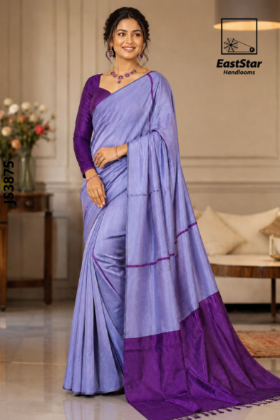 Lavender Purple Handloom Silk Saree JS3875