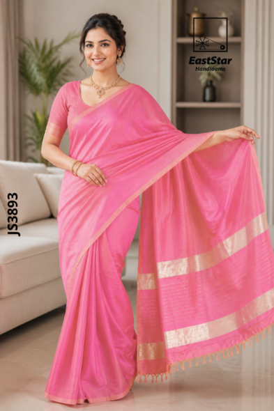 Pink Handloom Silk Saree JS3893