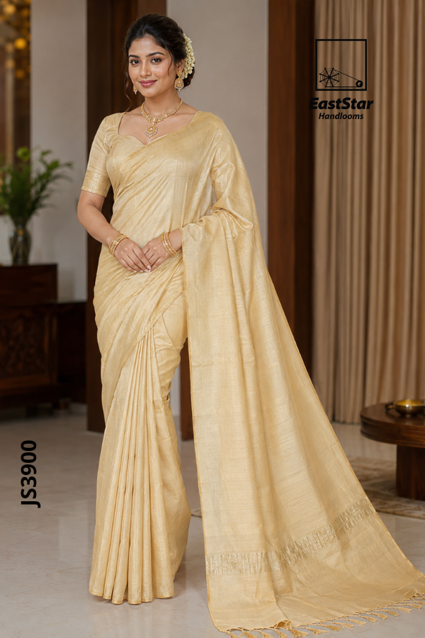 Golden Beige Handloom Silk Saree JS3900 Golden Beige Handloom Silk Saree JS3900