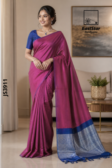 Deep Magenta Handloom Silk Saree JS3911