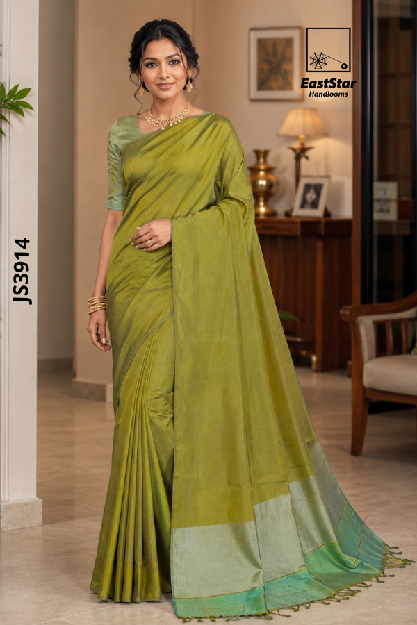 Olive Green Handloom Silk Saree JS3914 Olive Green Handloom Silk Saree JS3914