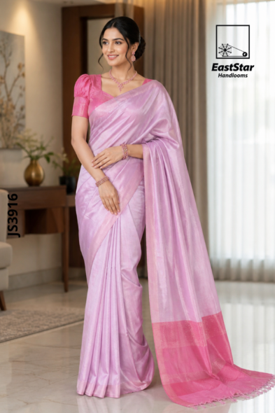 Light  Pastel Lavender Handloom Silk Saree JS3916