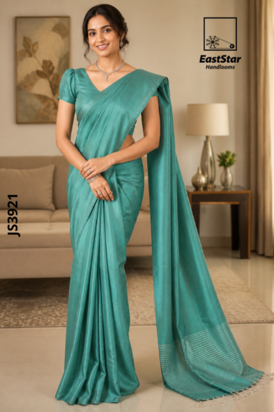 Teal Green  Handloom Silk Saree JS3921