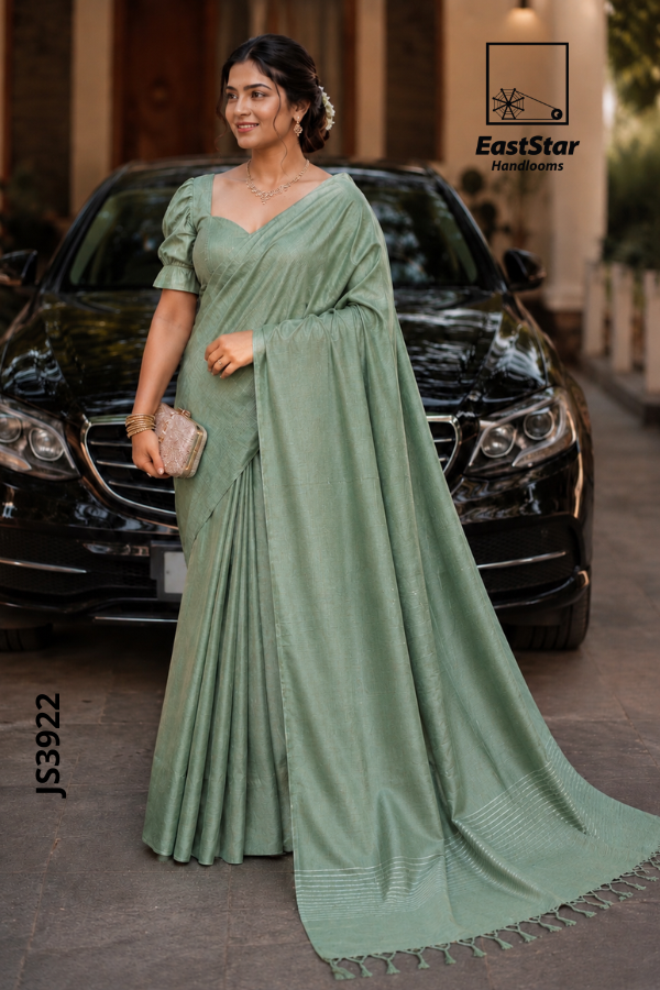 Sage Green Handloom Silk Saree JS3922 Sage Green Handloom Silk Saree JS3922