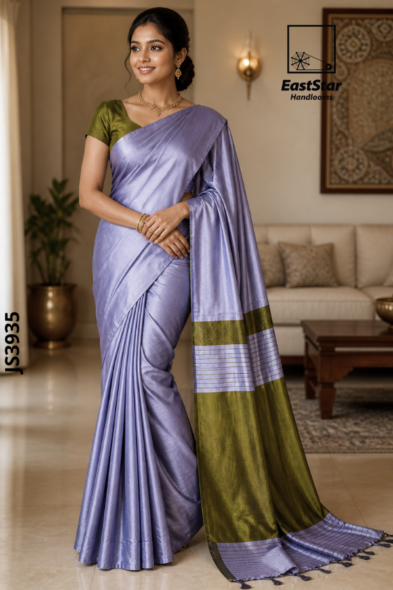 Ash  Shade  Handloom Silk Saree JS3935