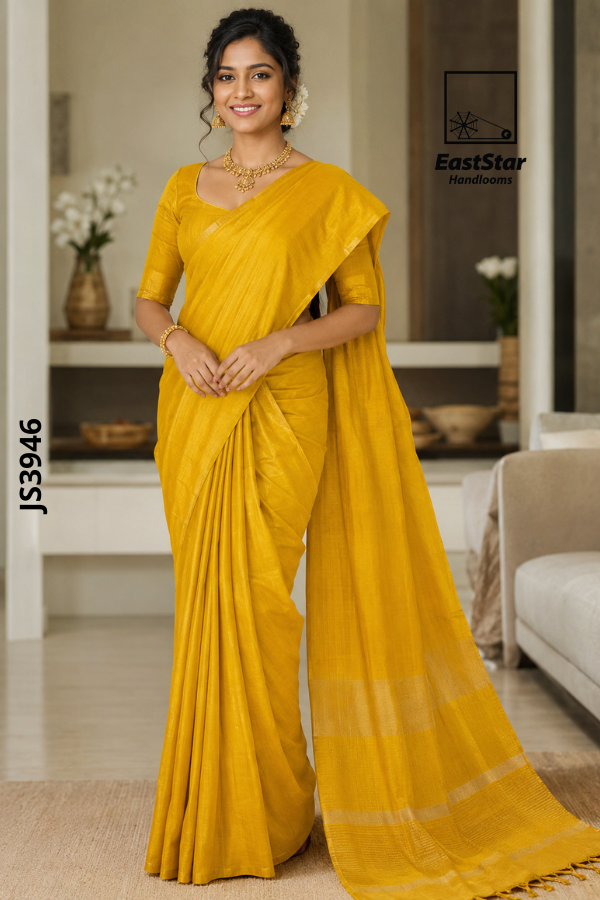 Mustard yellow Handloom Silk Saree JS3946 Mustard yellow Handloom Silk Saree JS3946