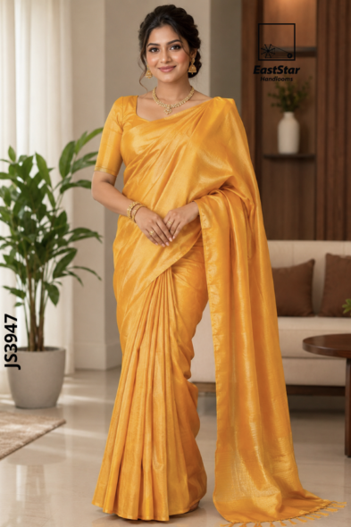 Golden Mustard  Handloom Silk Saree JS3947
