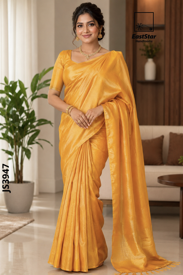 Golden Mustard  Handloom Silk Saree JS3947