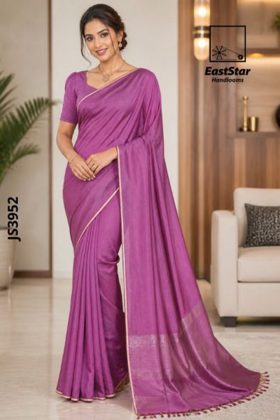 Onion pink  Handloom Silk Saree JS3952