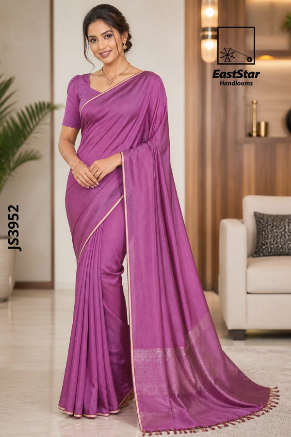Onion pink  Handloom Silk Saree JS3952