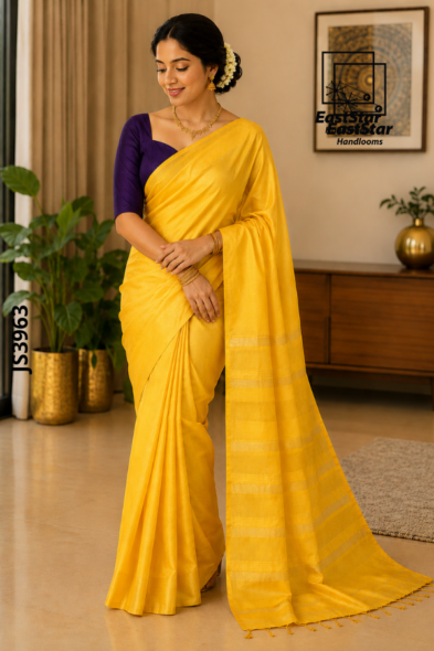 Golden Yellow Handloom Silk Saree JS3963