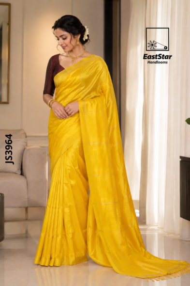 Golden Yellow Handloom Silk Saree JS3964