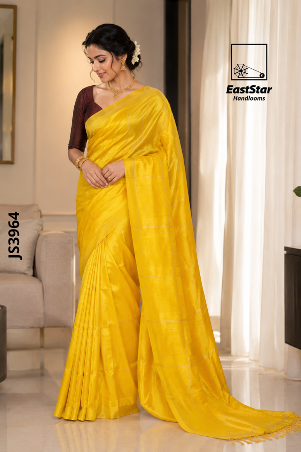 Golden Yellow Handloom Silk Saree JS3964 Golden Yellow Handloom Silk Saree JS3964