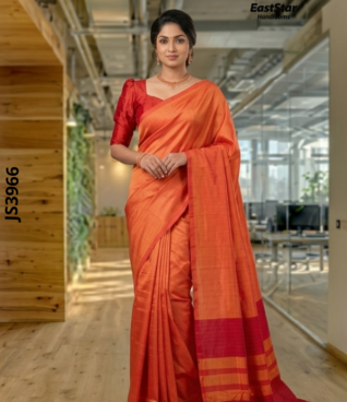Orange Handloom Silk Saree JS3966 Orange Handloom Silk Saree JS3966