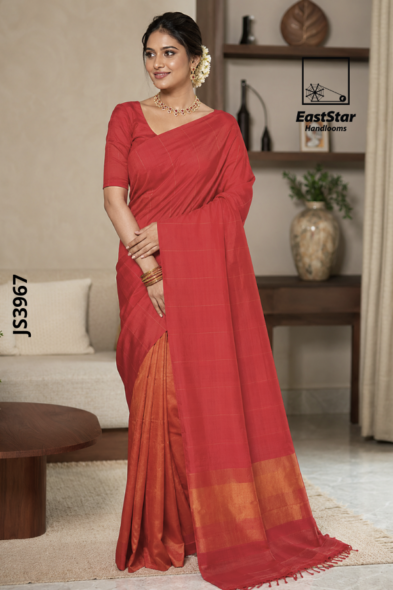 Red Handloom Silk Saree JS3967