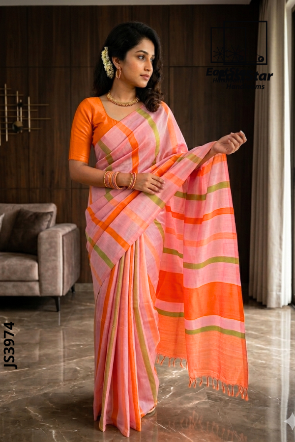 Multi Colour Handloom Silk Saree JS3974