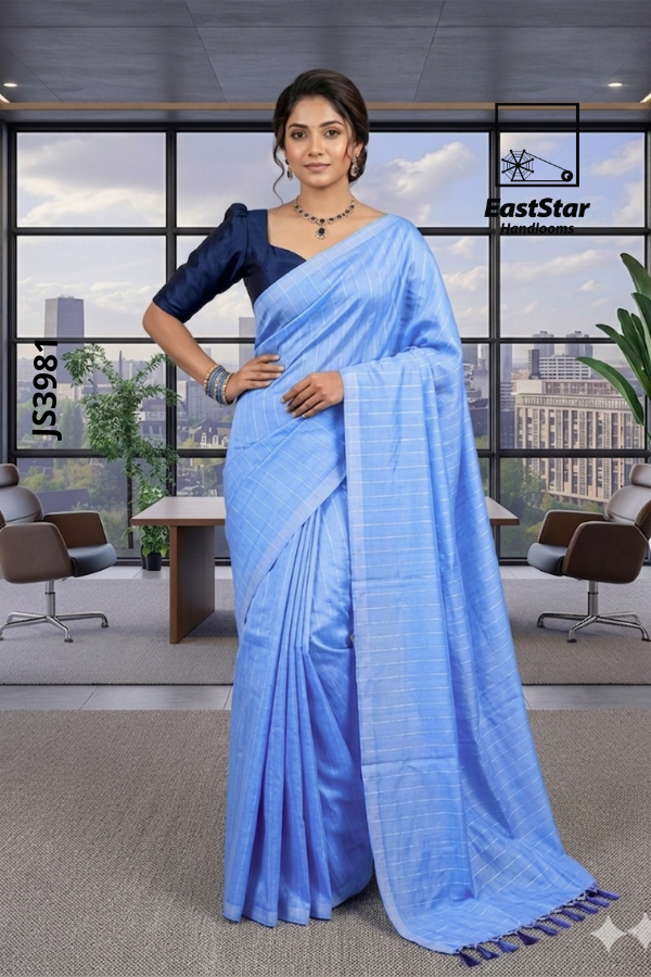 Sky Blue Handloom Silk Saree JS3981