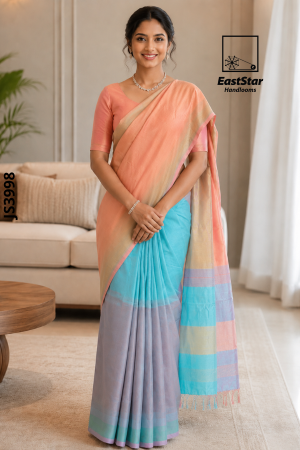 Multi Colour Handloom Silk Saree JS3998