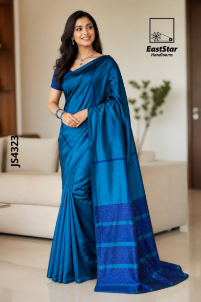 Blue Handloom Silk Saree JS4323