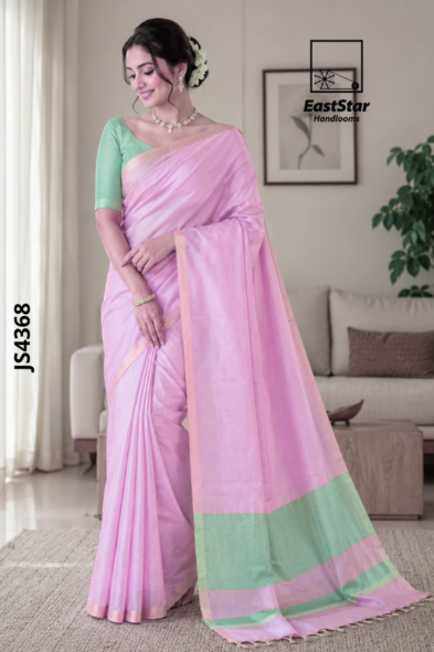 Pastel Pink Handloom Silk Saree JS4368