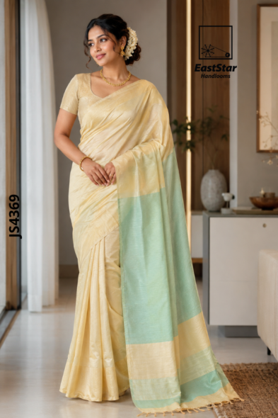 Cream Handloom Silk Saree JS4369