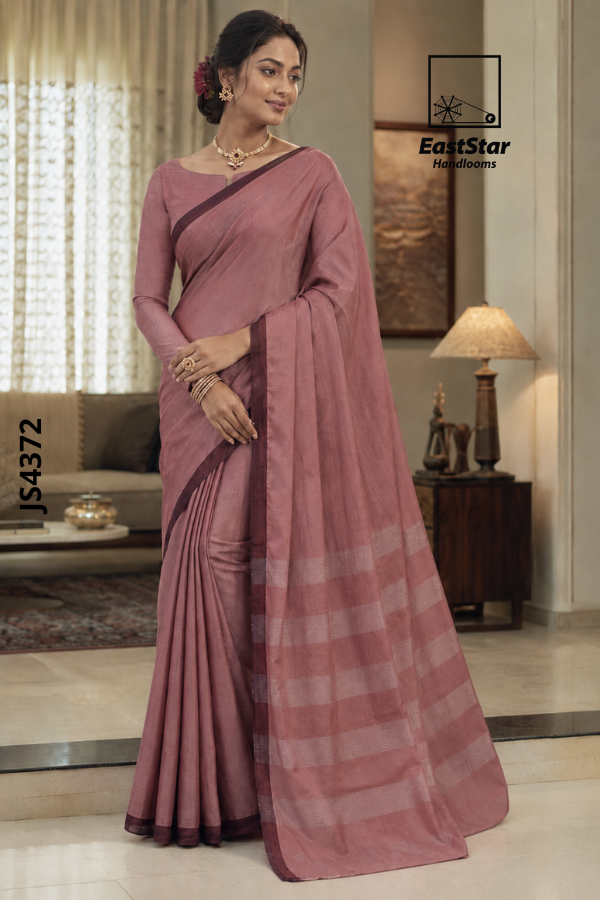 Dusty Rose Handloom Silk Saree JS4372