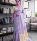 Lavender Handloom Silk Saree JS4397