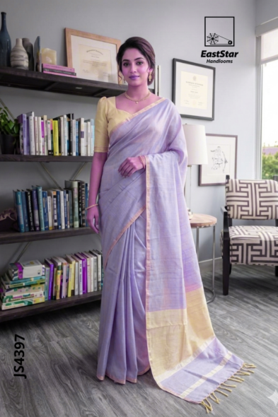 Lavender Handloom Silk Saree JS4397