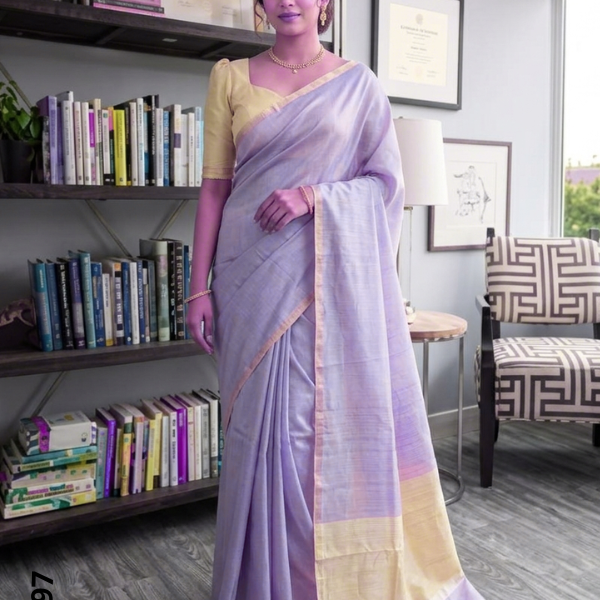 Lavender Handloom Silk Saree JS4397