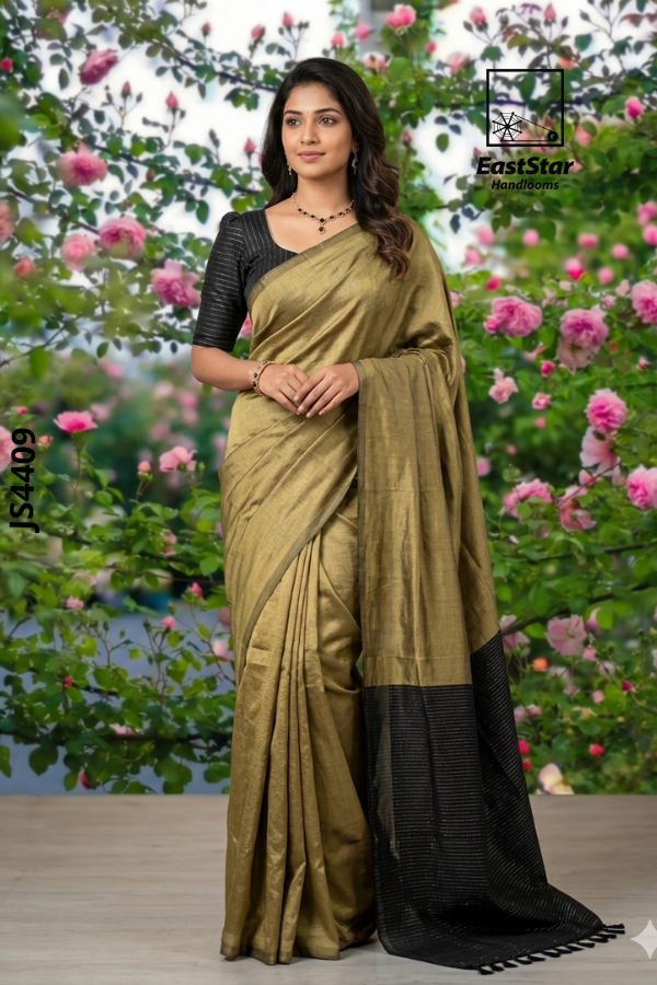 Antique Gold Handloom Silk Saree JS4409 Antique Gold Handloom Silk Saree JS4409