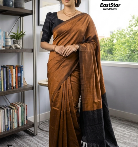 Copper-Brown Handloom Silk Saree JS4411 Copper-Brown Handloom Silk Saree JS4411