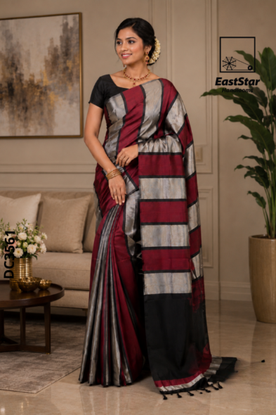 Multi Colour Handloom Silk Saree JS4413