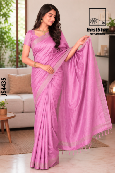 Pastel Pink Handloom Silk Saree JS4435