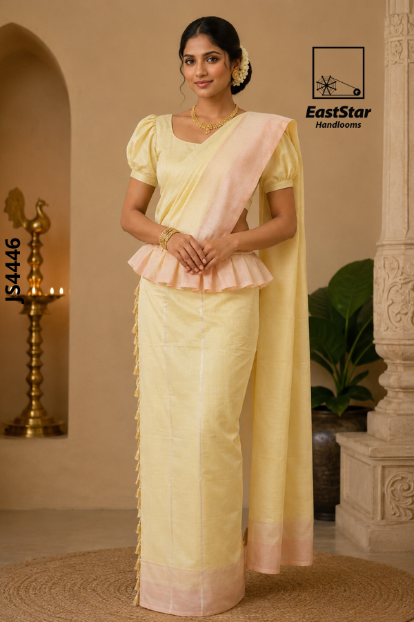 Cream Color Handloom Silk Saree JS4446 Cream Color Handloom Silk Saree JS4446