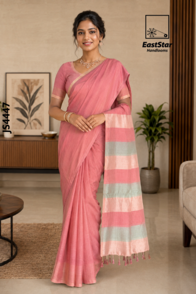 Dusty pink  Handloom Silk Saree JS4447