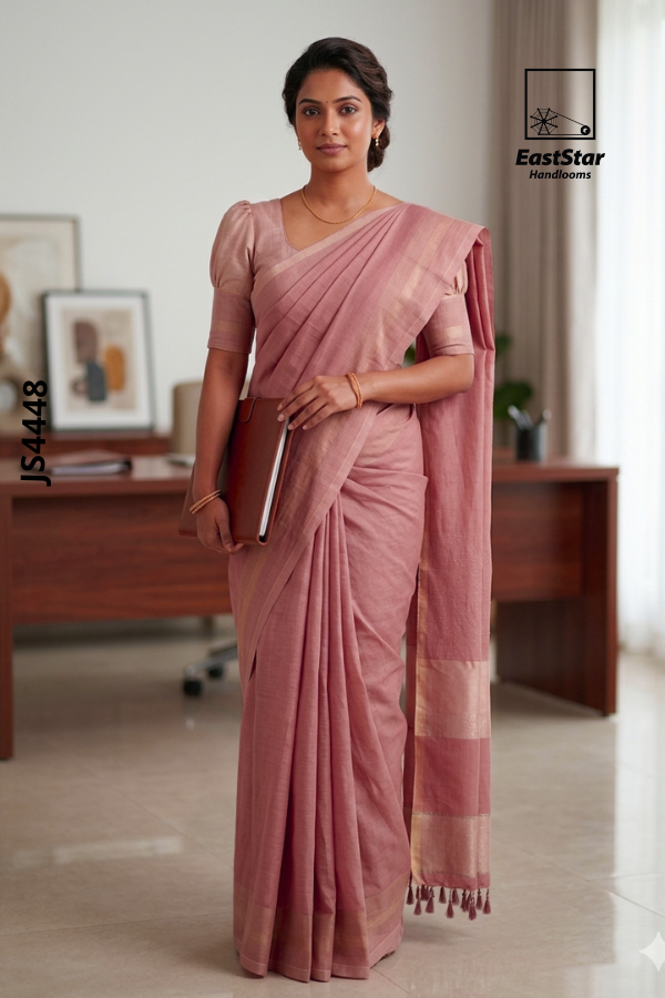 Dusty Rose-Pink Handloom Silk Saree JS4448 Dusty Rose-Pink Handloom Silk Saree JS4448