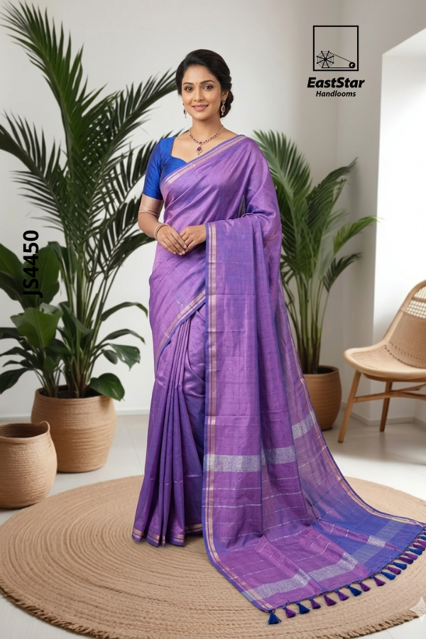 Violet-Purple Handloom Silk Saree JS4450 Violet-Purple Handloom Silk Saree JS4450
